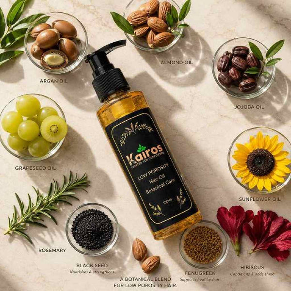 Kairos Low Porosity Hair Oil – Lightweight, Non-Greasy Formula