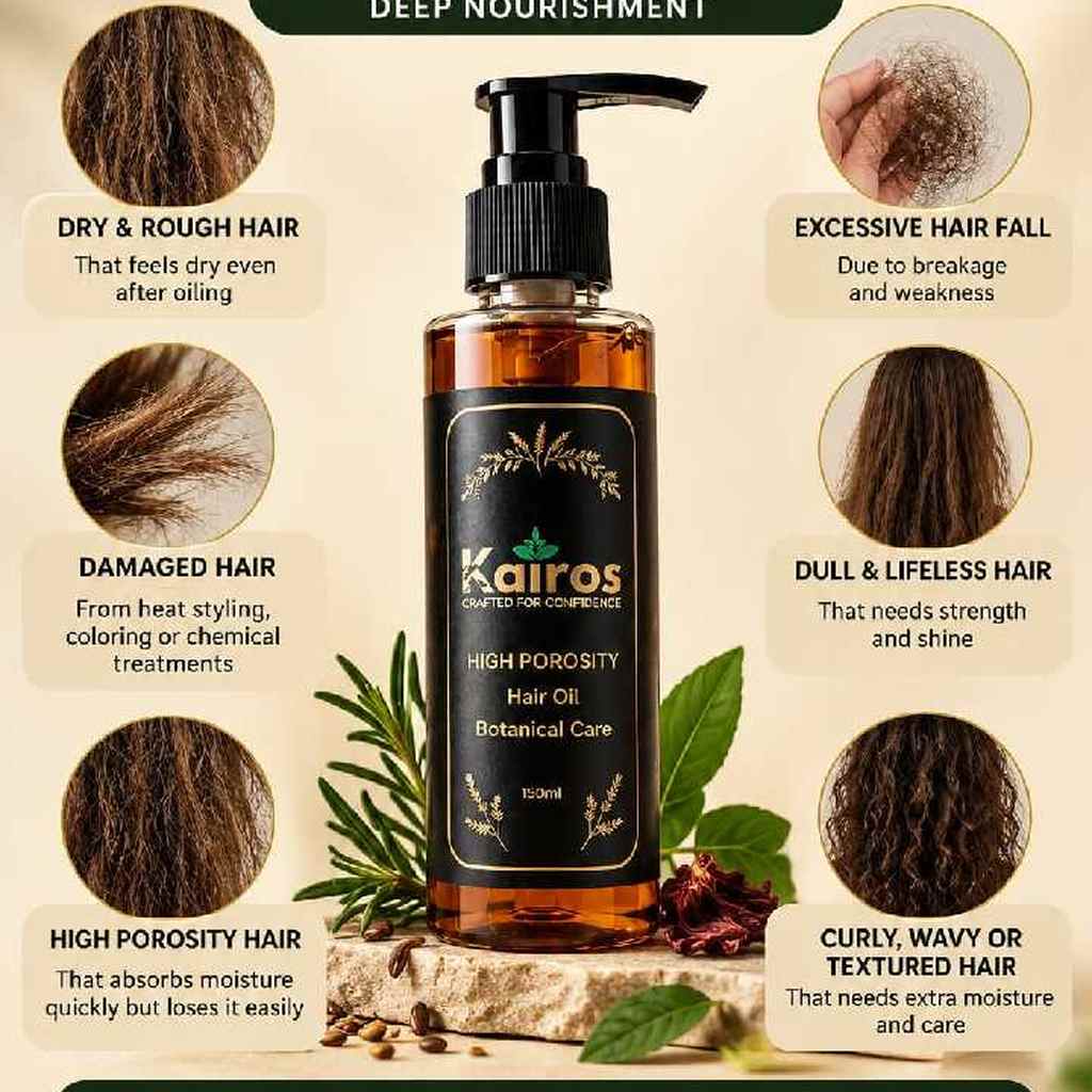 Kairos high porosity hair oil- for frizzy dull hair