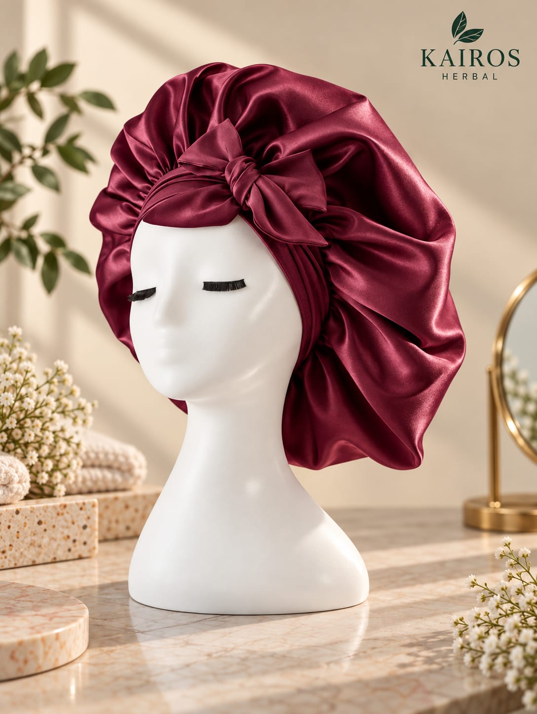 Mulberry silk satin bonnet